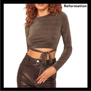 NWOT Reformation Jupiter Metallic Waist Tie Crop M